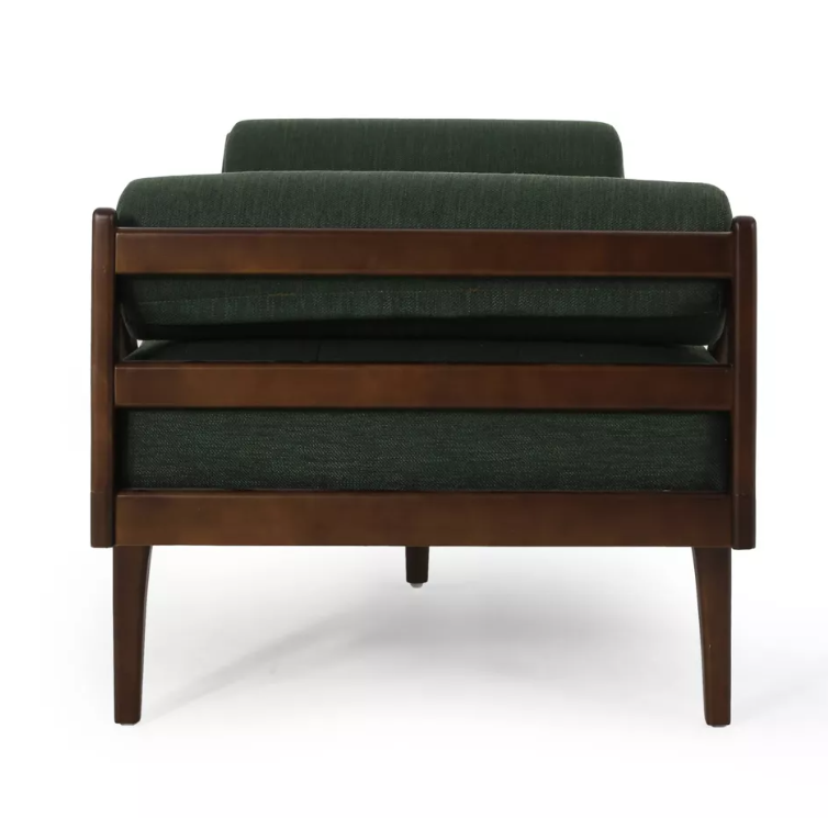 Rayle Contemporary Tufted Chaise Lounge with Rolled Accent Pillows - Christopher Knight Home - Pine Green & Dark Brown