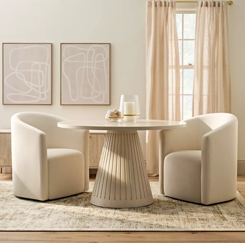 Aveline Barrell Dining Chair with Casters Cream & Linen - Threshold