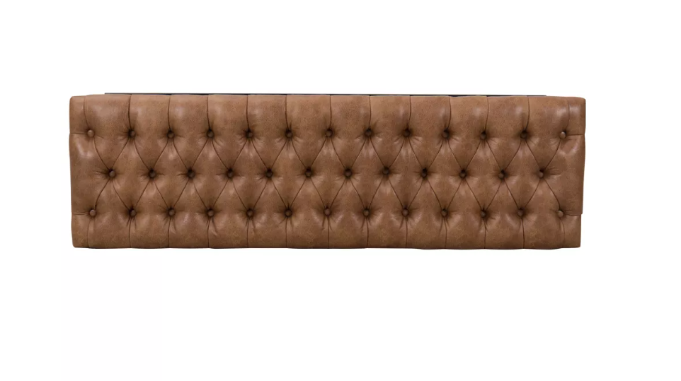 Draper Large Decorative Bench with Button Tufting Light Brown Faux Leather - HomePop