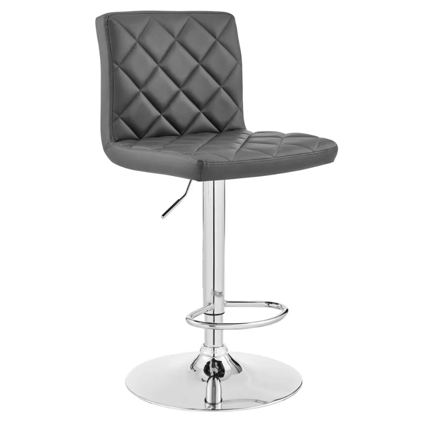 Duval Adjustable Barstool with Faux Leather and Metal Finish Gray - Armen Living