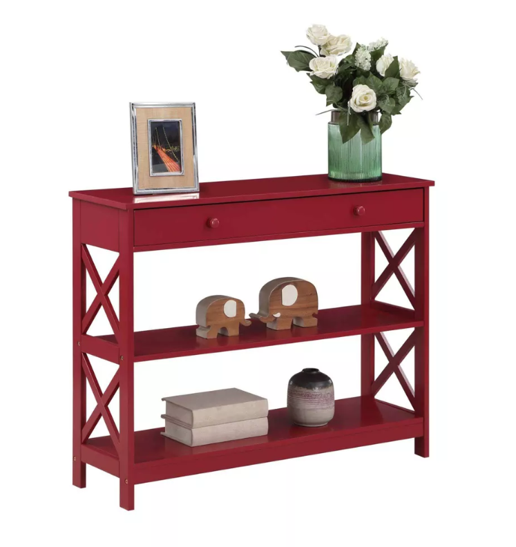 Oxford 1 Drawer Console Table with Shelves Cranberry Red - Breighton Home