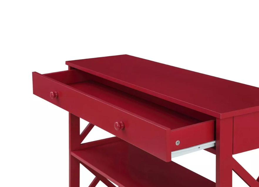 Oxford 1 Drawer Console Table with Shelves Cranberry Red - Breighton Home