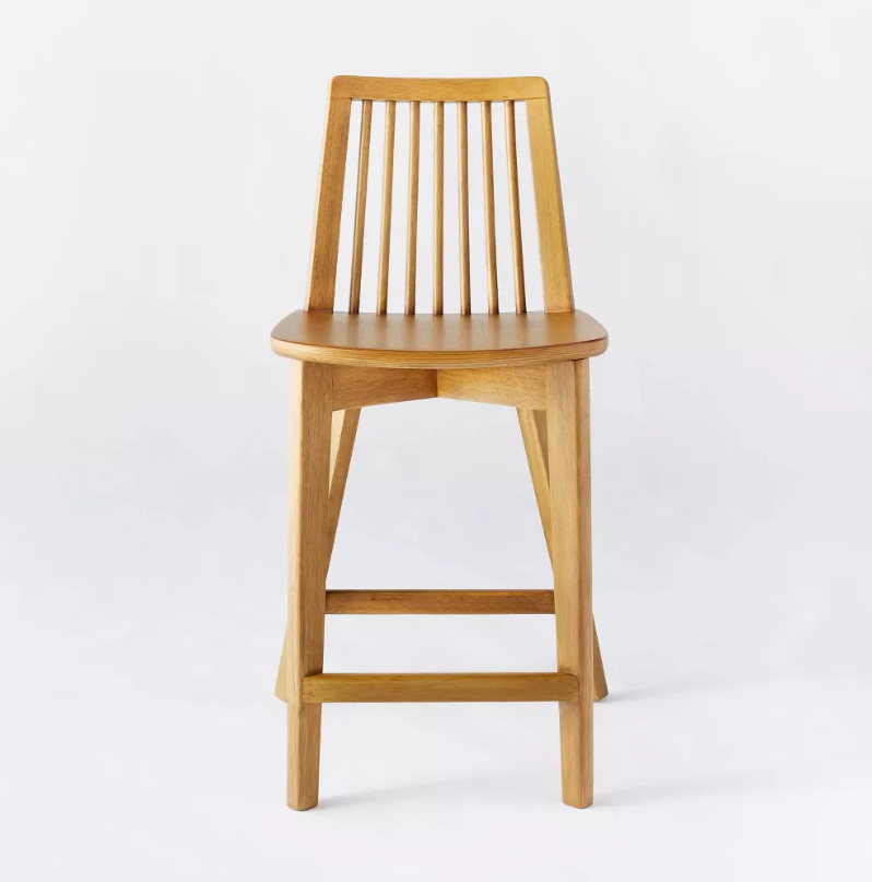 Linden Modified Windsor Wood Counter Height Barstool Natural - Threshold designed with Studio McGee