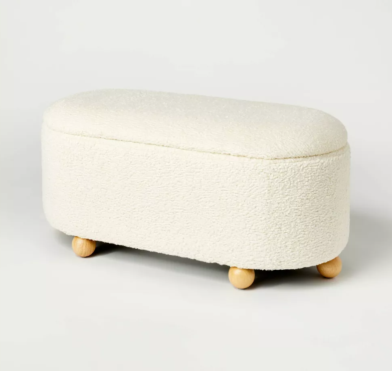 Havenstone Pill Shaped Storage Bench Cream Boucle - Threshold designed with Studio McGee