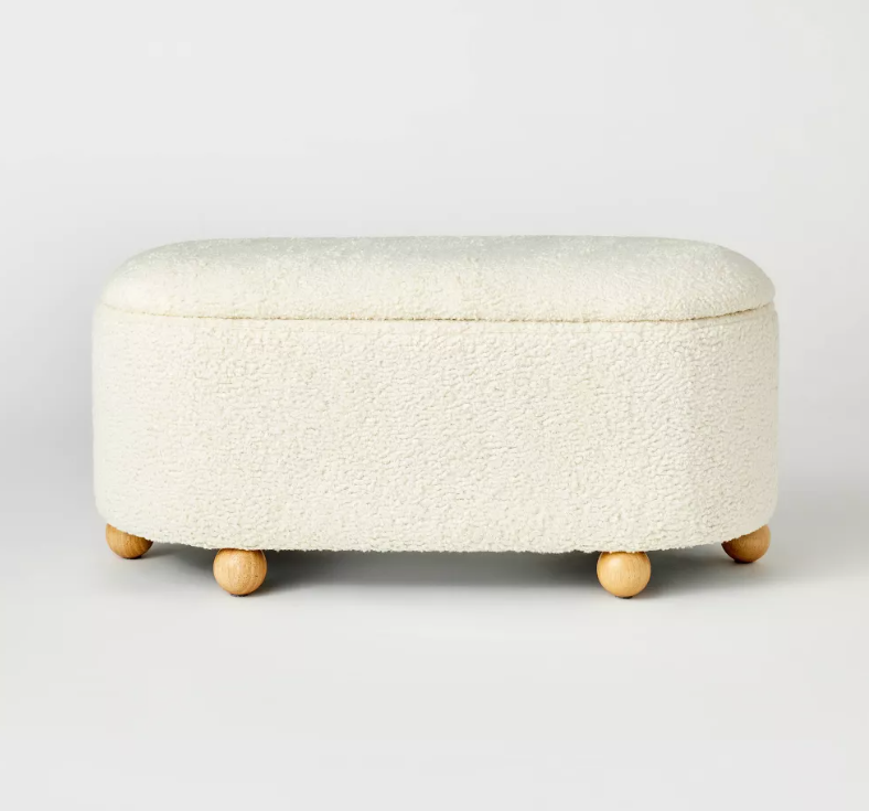 Havenstone Pill Shaped Storage Bench Cream Boucle - Threshold designed with Studio McGee