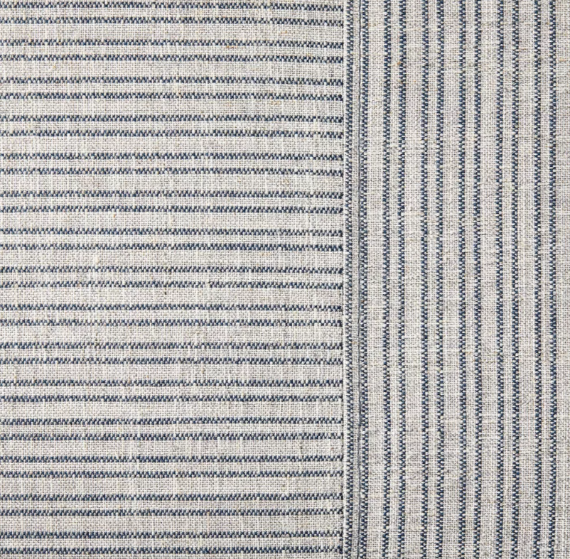 Lynwood Square Upholstered Cube Tan/Navy Stripe - Threshold designed with Studio McGee