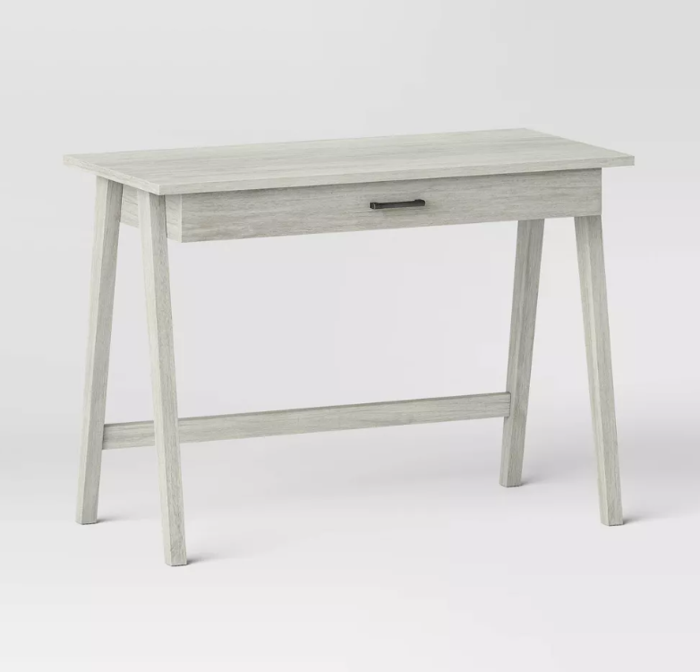 Paulo Wood Writing Desk with Drawer White Wash - Threshold