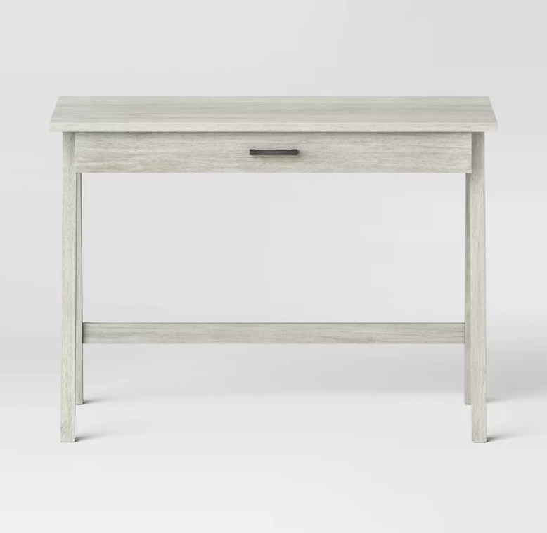 Paulo Wood Writing Desk with Drawer White Wash - Threshold