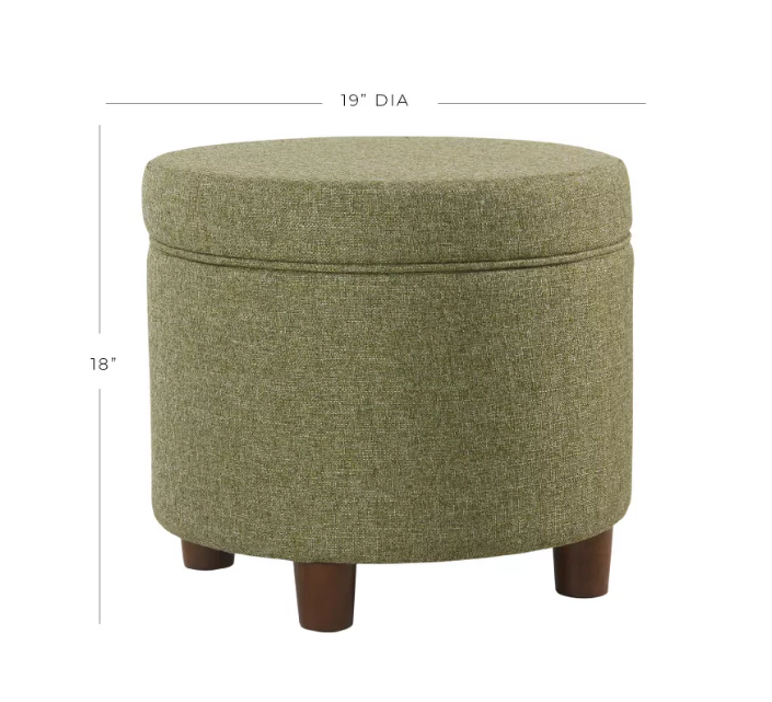 Round Storage Ottoman Green Tweed - HomePop